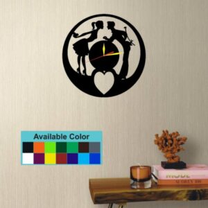 Boy & A Girl In Love Round Shape Wall Clock, Silent Non-Ticking Acrylic Decorative