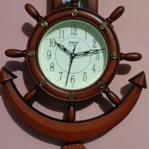 Design Your Own Customized Ship Wheel Pendulum Wall Clock – Wood Color