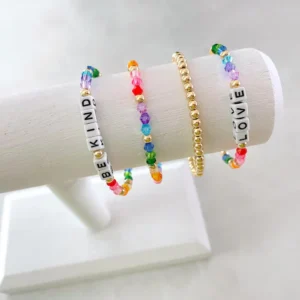Rainbow Beaded Square Name Bracelet