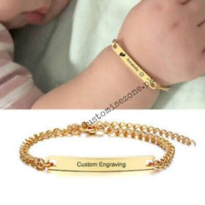 Baby Name Bar id Bracelet – Baby Gift – Personalized Gift – Custom New Born to Children First Birthday - Image 3