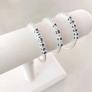 Silver Square Letter Beaded Name Bracelet