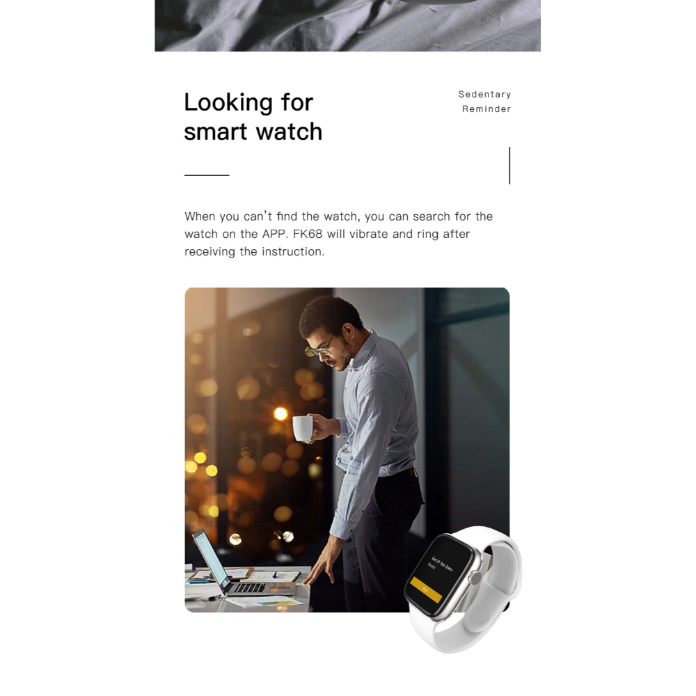 FK68 Smart Watch Bluetooth Call Full Touch HD Color Screen Remote Capture Heart Rate Blood Pressure Sleep Monitoring Watch - Image 3