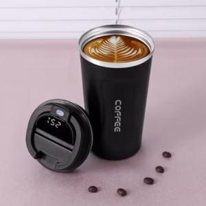 Customized Smart LED insulated Metal Flask Mug – Black