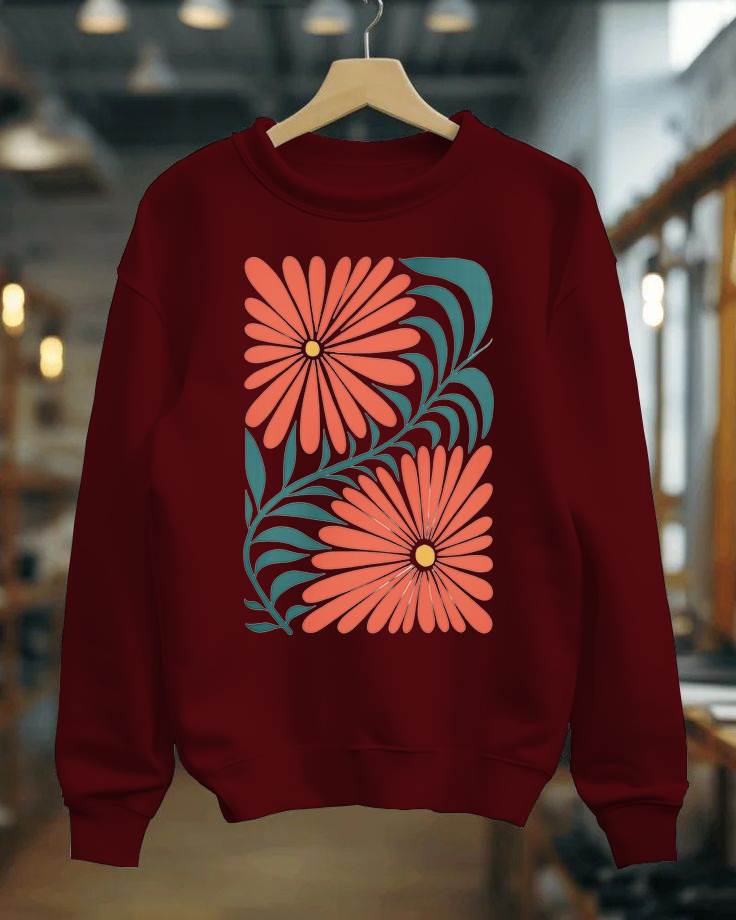 Elegant Flower Winter Sweatshirt for Women & Men - Image 2