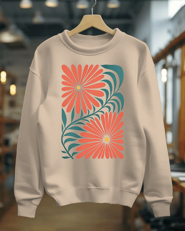 Elegant Flower Winter Sweatshirt for Women & Men