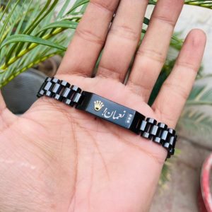 Design Your Own Name Engraved Good Quality Rolex Bracelet – Black