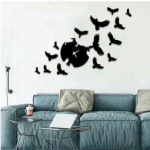 Personalize Flying Birds Wall Clock For Home Decor, Acrylic modern and elegant design
