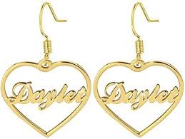Heart Name Earring: Personalized Name Earrings Heart Shape