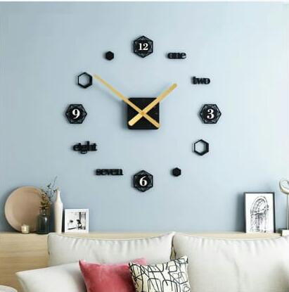 Hexagon Numbers DIY 3D Acrylic Wall Clock