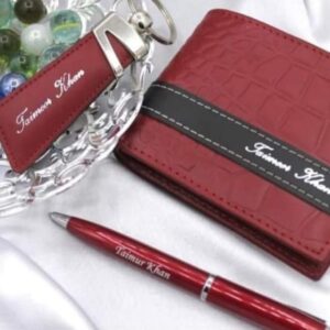 Name Printed Wallet Keychain And Pen – including Gift Box