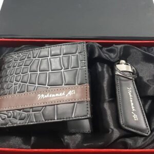 Name Printed Wallet And Keychain – With Gift Box