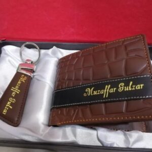 Name Printed Wallet And Keychain and Gift Box