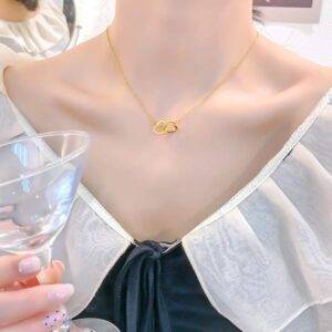 Double Heart Micro Zircon Necklac