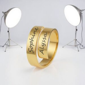 Customize Double Name Ring 3 color Golden Silver and black  High quality Metal 🤘