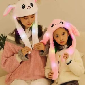 🐰 Fluffy Bouncy Bunny Full Hat with LED Lights