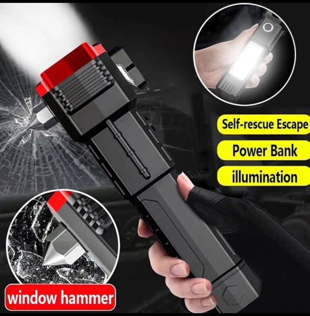 “Multifunction Portable Led Flashlight Rechargeable LED Hammer Torch Flashlight Car Emergency Tool with Window Breaker Cutter” - Image 3