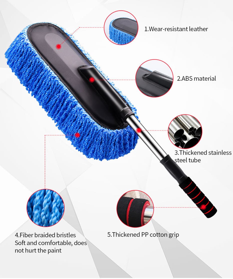 SEAMETAL Car Washing Mop with Scalable Handle – Microfiber Duster Brush